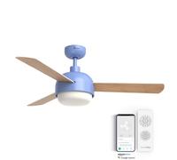 UNIVERSALBLUE Ventilador de techo con luz LED y WiFi | Color azul | Silencioso con Motor DC | Control por App, Alexa, Google Assistant y mando a distancia | 6 Velocidades | Aspas Reversibles