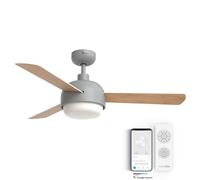 UNIVERSALBLUE Ventilador de techo con luz LED y WiFi | Color gris | Silencioso con Motor DC | Control por App, Alexa, Google Assistant y mando a distancia | 6 Velocidades | Aspas Reversibles