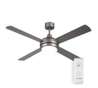 UNIVERSALBLUE, Ventilador de Techo Inox con luz 132 cm, 60W, 3 Velocidades, Aspas Reversibles Blanco/Inox, con Mando a Distancia, Temporizador, Modo Invierno, Silencioso