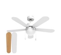 UNIVERSALBLUE Ventilador de Techo Madera con Luz | 5 Aspas Reversibles Marron y Negro | 3 Velocidades y Motor Silencioso | Fácil Montaje