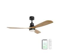 UNIVERSALBLUE Ventilador de Techo Silencioso con WIFI y Luz LED | Diámetro 142 cm | 3 Aspas de Madera y Cabezal Negro | Espacios 35 m² | Control Remoto y con Móvil | Motor DC | 6 Velocidades
