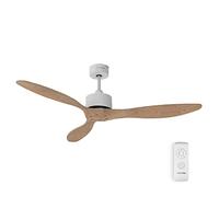 UNIVERSALBLUE Ventilador de Techo Sin Luz Silencioso | 3 Aspas de Madera | Mando a Distancia | Temporizador