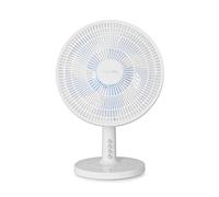 UNIVERSALBLUE Ventilador Sobre Mesa Silencioso Blanco 35W | 5 Aspas | 3 Velocidades | Control mecánico | Modo Oscilación | Cabezal Ajustable | Fácil de transportar