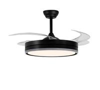 UNIVERSALBLUE VITRIMUR | Ventilador de Techo con Aspas Retráctiles | 6 Velocidades |Luz LED| Motor DC | Silencioso | Modo Invierno | Temporizador | Mando Incluido | Facil De Montar (Negro)