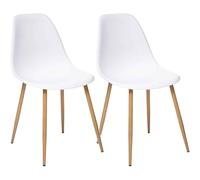 UNIVERSDECOR - Juego de 2 sillas estilo escandinavo Ava patas metal imitación roble Atmosphera (2, blanco)