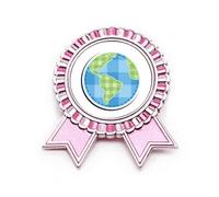 Universe and Alien Earth Art Deco Fashion Broche Pin Pink Winner Award Medal, M, Metal, M, Metal