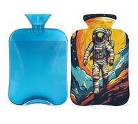 Universe Astronaut Space Planet - Botella de agua caliente con funda, bolsa de agua caliente de 2 litros para aliviar el dolor, cuello y hombros, calentador de manos y pies