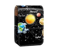 Universe Celestial Body Studio - Estuche portátil para lápices labiales para viajes, mini caja de almacenamiento de lápiz labial con espejo para mujeres y mujeres, bolsa de cosméticos de cuero, Varios colores, 9.5x2x7 cm/3.7x0.8x2.7 in