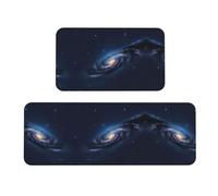 Universe Milky Way - Alfombrillas anchas de cocina con estampado de galaxia para piso de cocina, 2 juegos de alfombrillas cómodas para el hogar