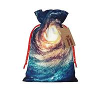 Universe Milky Way - Bolsa de tela con estampado de galaxia de Navidad con cordón reutilizable para almacenamiento de alimentos, bolsa de decoración