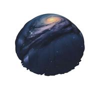 Universe Milky Way Galaxy Print - Gorro de ducha reutilizable para spa y salón de belleza para todas las longitudes de cabello con forro elástico