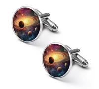 Universe Planet - Juego de gemelos de moda para hombre, camisas clásicas, para bodas y negocios, 1.7cm, Metal, No es una piedra preciosa