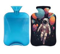 Universe Space Astronauts Planet - Botella de agua caliente con funda, bolsa de agua caliente de 2 L para aliviar el dolor, cuello y hombros, calentador de manos y pies