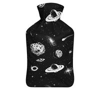 Universe with UFO Galaxy - Botella de agua de goma con cubierta de felpa suave, bolsa de agua caliente para invierno, manos y pies, protección contra el frío, 1000 ml