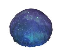 Universo con estrellas galaxia impresión interestelar elegante gorro de ducha reutilizable mujer gorro de ducha grande trenzas pelo largo