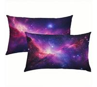 Universo Fundas Cojines 40x60 Terciopelo Juego de 2, Funda Cojin Púrpura Súper Suaves y Cómodas, Funda de Almohada con Cremallera Oculta, Durable y Fácil Cuidado, para Sofá, Cama, Silla S6-270