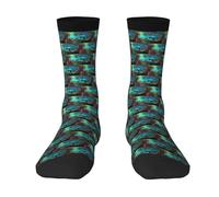 Universo Galaxy Espacio Impresión Calcetines Adultos Bloques de Color Media pantorrilla Adulto Tamaño del Pie 36 A 45 Caliente Decorativo, 3 negro., Talla única