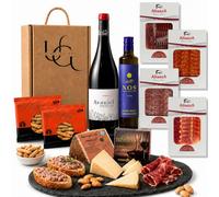 UNIVERSO GOURMET | Cesta Gourmet para Regalar | Vino DO.Ribera | Aceite Oliva Virgen Extra | Embutidos Ibericos Bellota | Paleta Ibérica y Queso Curado | Pate Pedro Ximenez y Picos Pan Artesanos