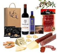 UNIVERSO GOURMET | Cesta Gourmet para Regalar | Vino DO.Rioja | Aceite Oliva Virgen Extra | Embutidos Ibéricos Bellota | Jamón Gran Reserva y Queso Oveja | Pate Pedro Ximenez y Picos Pan Artesanos