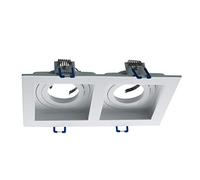 Universo Portafoco rectangular empotrable doble lámpara luz techo GU10 GU5.3 MR16 (doble blanco)