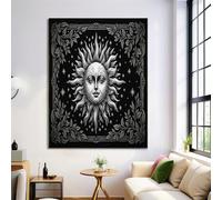 Universo Sol Luna en 3D Pintura Bohemia Artística Sobre Lienzo, Póster Cuadros Decoración Salon, Impresiones Pared Moderna Negro Póster Imágenes 40x50cm Sin Marco