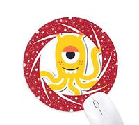 Universo y Alien monstruo amarillo Wheel mouse pad de goma roja redonda