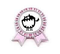 Universo y extraterrestre gran boca monstruo insignia broche pin medalla de premio ganador rosa, Medio, Metal, Medium, Metal