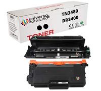 universocartuccia® tn3480+dr3400 Compatible Brother para impresoras hll5000d, hll5100dn, hll5200dw, hll6300dw, dcpl5500dn, mfcl5750dw, dcpl6600dw, mfcl6800dw 1 TN3480 + 1DR3400