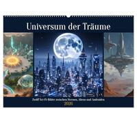 Universum der Träume (Wandkalender 2026 DIN A2 quer), CALVENDO Monatskalender: Zwölf Sci-Fi-Bilder zwischen Sternen, Aliens und Androiden
