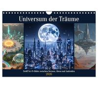 Universum der Träume (Wandkalender 2026 DIN A4 quer), CALVENDO Monatskalender: Zwölf Sci-Fi-Bilder zwischen Sternen, Aliens und Androiden