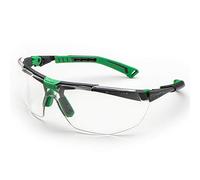 UNIVET | 5X1 Clear Plus, Gafas de trabajo protectoras, Lente de gran confort y resistente a los arañazos, Envolvente para una máxima cobertura (EN166, EN170), Gris oscuro/Verde