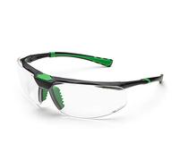 UNIVET | 5X3 Clear, Gafas de trabajo de protección, Alto confort, Lente envolvente para máxima cobertura, Resistente a los arañazos, (EN166, EN170), Gris oscuro/Verde