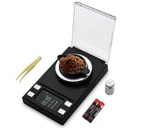 UNIWEIGH Balanza Miligramo 50g/0.001g,Balanza de Precisión Mini Carat Gram para Medicina en Polvo,Joyería,Recarga,Laboratorio,Balanza Profesional Mg con Tara,Pantalla LCD,Cuchara para Polvo,Peso Cal