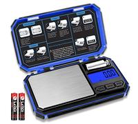 UNIWEIGH Báscula Digital de precisión 200g/0.01g,Mini Balanzas de comida,Portátiles Joyería Balanza,Báscula Electrónica para Cocina,Droga, Polvo,Hierbas,Café,Monedas,Cocinar (batería incluida) Azul
