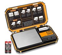 UNIWEIGH Báscula Digital de precisión 200g/0.01g,Mini Balanzas de comida,Portátiles Joyería Balanza,Báscula Electrónica para Cocina,Droga,Polvo,Hierbas,Café, Monedas,Cocinar (batería incluida) Naranja