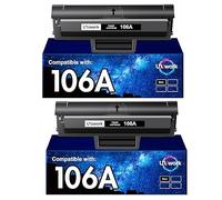 Uniwork 106A Reemplazo de Cartuchos de tóner Compatible para HP 106A W1106A para HP Laser 107w 107a 107r MFP 135wg 135a 135r 135w MFP 137fwg 137fnw Impresora (2 Negro, con Chip)