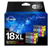 Uniwork 18XL Cartuchos de Tinta Reemplazo para Epson 18 18 XL Compatible con Epson Expression Home XP-322 XP-215 XP-205 XP-225 XP-305 XP-325 XP-422 XP-405 XP-415 XP-425 XP-315 XP-312