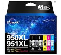 Uniwork 950XL 951XL - Cartuchos de Impresora compatibles con HP 950 951 para HP Officejet Pro 8600 8620 8610 8100 8615 8616 8625 251dw 276dw (2 Negros, 1 Cian, 1 Magenta, 1 Amarillo)