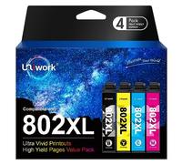 Uniwork Cartucho de tinta remanufacturado de repuesto para Epson 802XL 802 T802XL T802 uso para Workforce Pro WF-4740 WF-4730 WF-4720 WF-4734 EC-4020 EC-4030 (1 negro, 1 cian, 1 magenta, 1 amarillo)