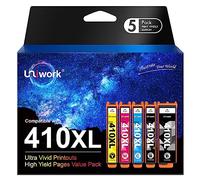 Uniwork - Cartucho de tinta remanufacturado de repuesto para impresoras Epson 410XL 410 XL T410XL uso para Expression XP-830 XP-640 XP-7100 XP-630 XP-530 XP-635 (negro, cian, magenta, amarillo, negro fotográfico)