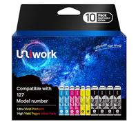Uniwork - Cartucho de tinta remanufacturado para Epson 127 127XL T127 para impresora Workforce 545 845 645 WF-3540 WF-3520 WF-7010 WF-7510 WF-7520 NX530 NX625 (4 negro 2 cian 2 magenta 2 amarillo)