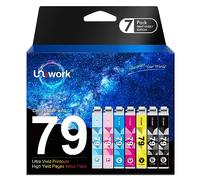 Uniwork - Cartucho de tinta remanufacturado para Epson 79 T079 para impresora Artisan 1430 Stylus Photo 1400 (2 negro, 1 cian, 1 magenta, 1 amarillo, 1 cian claro, 1 magenta claro), 7 unidades