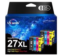Uniwork Paquete múltiple de cartuchos de impresora 27XL compatibles con Epson 27 XL Workforce WF-3620 WF-3640 WF-7110 WF-7210 WF-7610 WF-7620 WF-7710 WF-7715 WF-7720 (paquete de 8), el embalaje puede variar