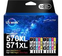 Uniwork PGI-570 CLI-571 Cartuchos de Tinta Compatible para Canon 570 571XL para Canon PIXMA MG5750 MG5753 MG6852 TS5050 TS5051 TS6051 MG5751 MG6850 MG6853 TS5055 TS6050 MG5752 MG6851 TS5053 TS6052