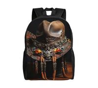 Unkhtt American West Rodeo Hat Print - Mochila unisex de gran capacidad para trabajo, viajes, camping, aventuras al aire libre