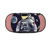 Unkhtt Astronaut On The Moon - Estuche para lápices de gran capacidad para estudiantes, doble cremallera, para escuela, papelería, almacenamiento de maquillaje, Black, Talla única, Organizador de