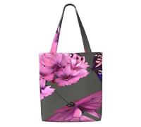 Unkhtt Bolsa de hombro con estampado de mariposas y flores de gran capacidad, reutilizable, para viajes, ligera