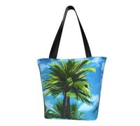 Unkhtt Bolsa de hombro multiescena con estampado de palmeras de verano, bolsa de playa, versátil, para senderismo, compras, vacaciones
