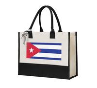 Unkhtt Bolsa de lona con estampado de bandera cubana para mujer, gran capacidad, para viajes, escuela, oficina, compras