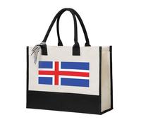 Unkhtt Bolsa de lona con estampado de bandera de Islandia para mujer, gran capacidad, para viajes, escuela, oficina, compras